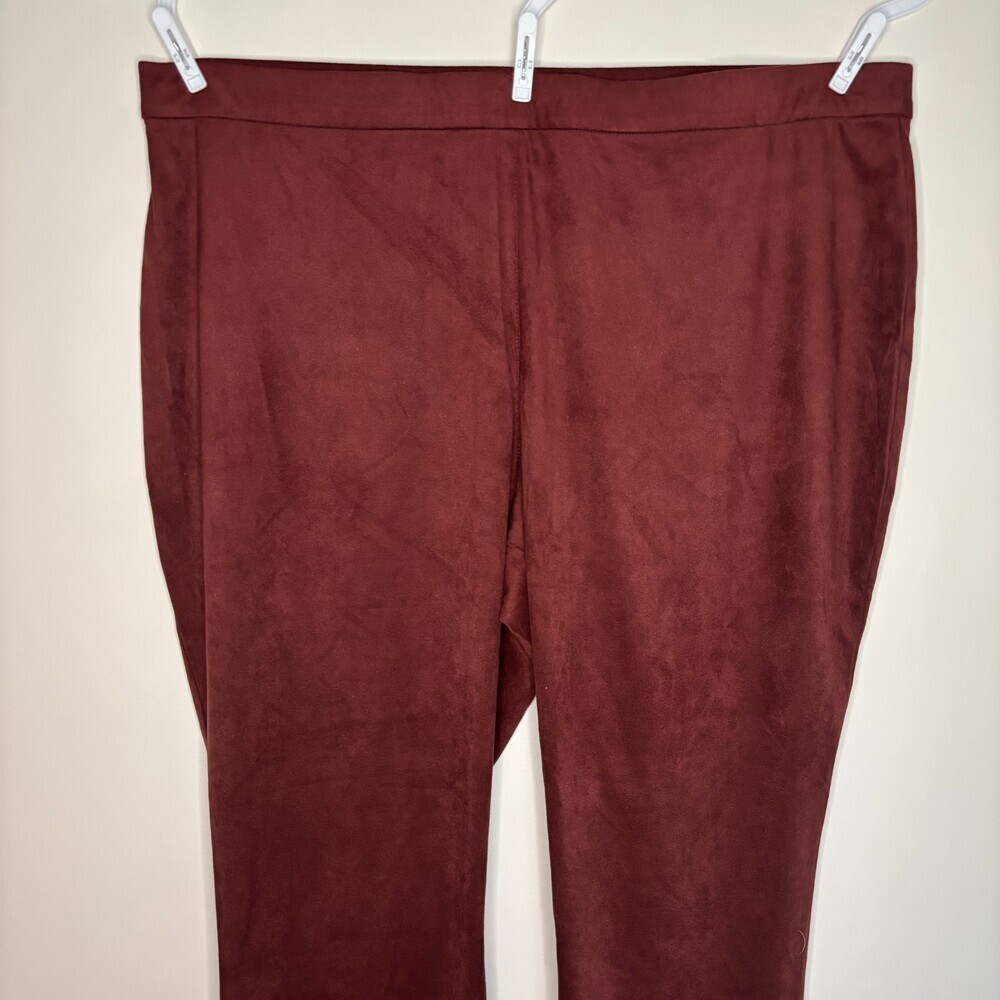 Susan Graver NEW Stretch PullOn Slim Leg Pant Plus 2X Petite Faux Suede Burgundy
